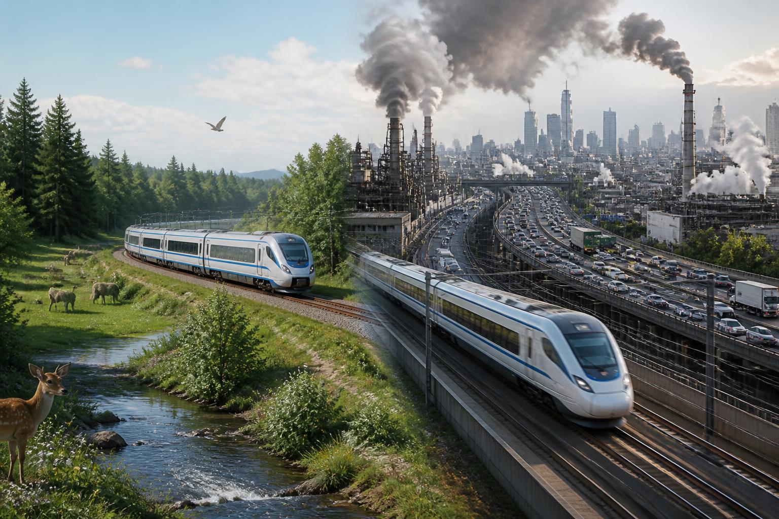découvrez comment le train, qu'il chemine ou roule, influence l'environnement et l'économie, en analysant ses impacts écologiques et ses bénéfices économiques.