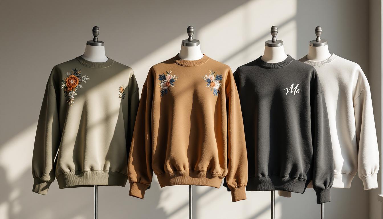découvrez les tendances actuelles des sweats avec broderie personnalisée de logo, alliant style unique et qualité exceptionnelle pour un look moderne et personnalisé.