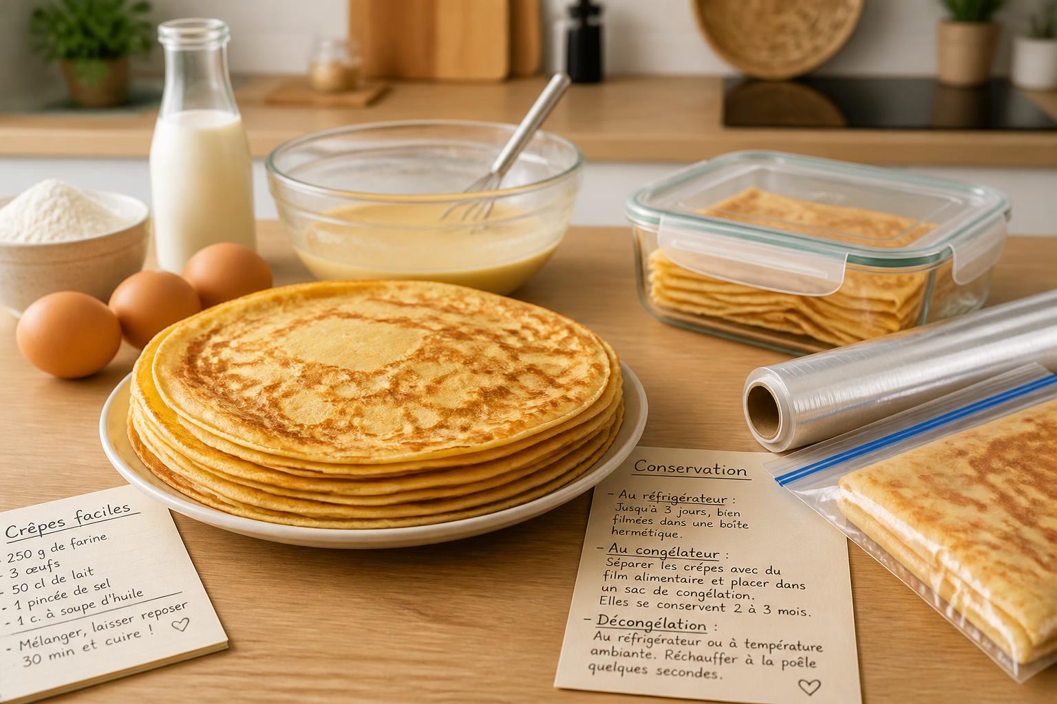 découvrez une recette de crêpes facile et des conseils pratiques pour bien les conserver et les déguster fraîches plus longtemps.