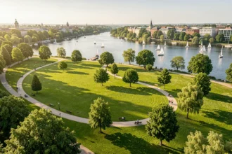 Base de loisirs au bord de la Loire avec plan d'eau