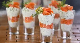 Verrine soft cheese cream and salmon