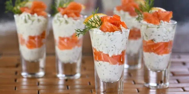Verrine soft cheese cream and salmon
