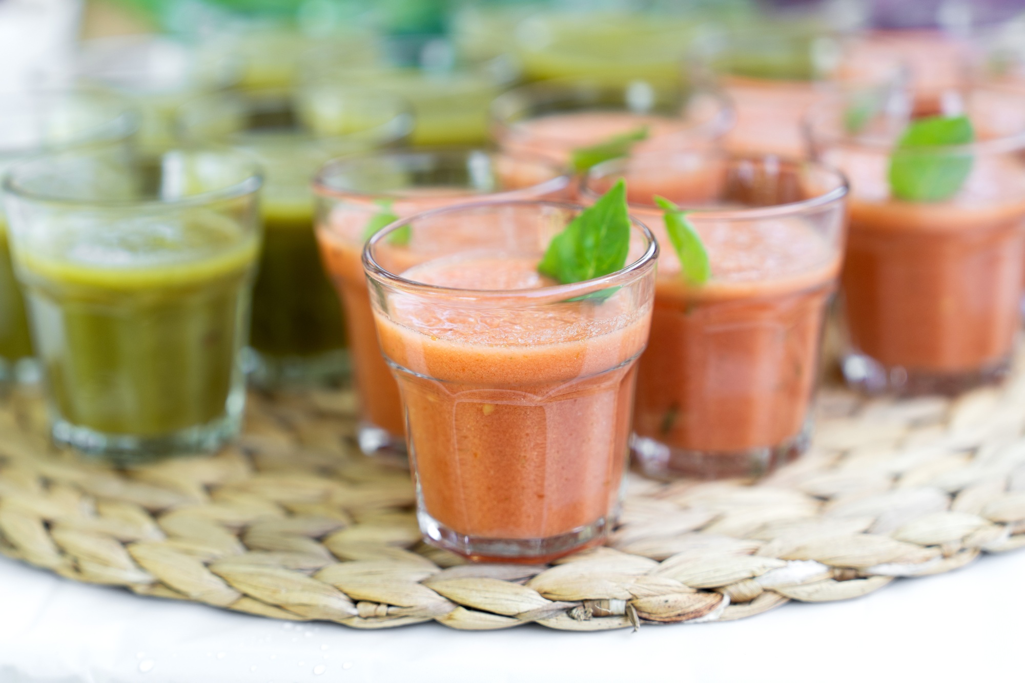 Verrines with tomato and zucchini wedding starter