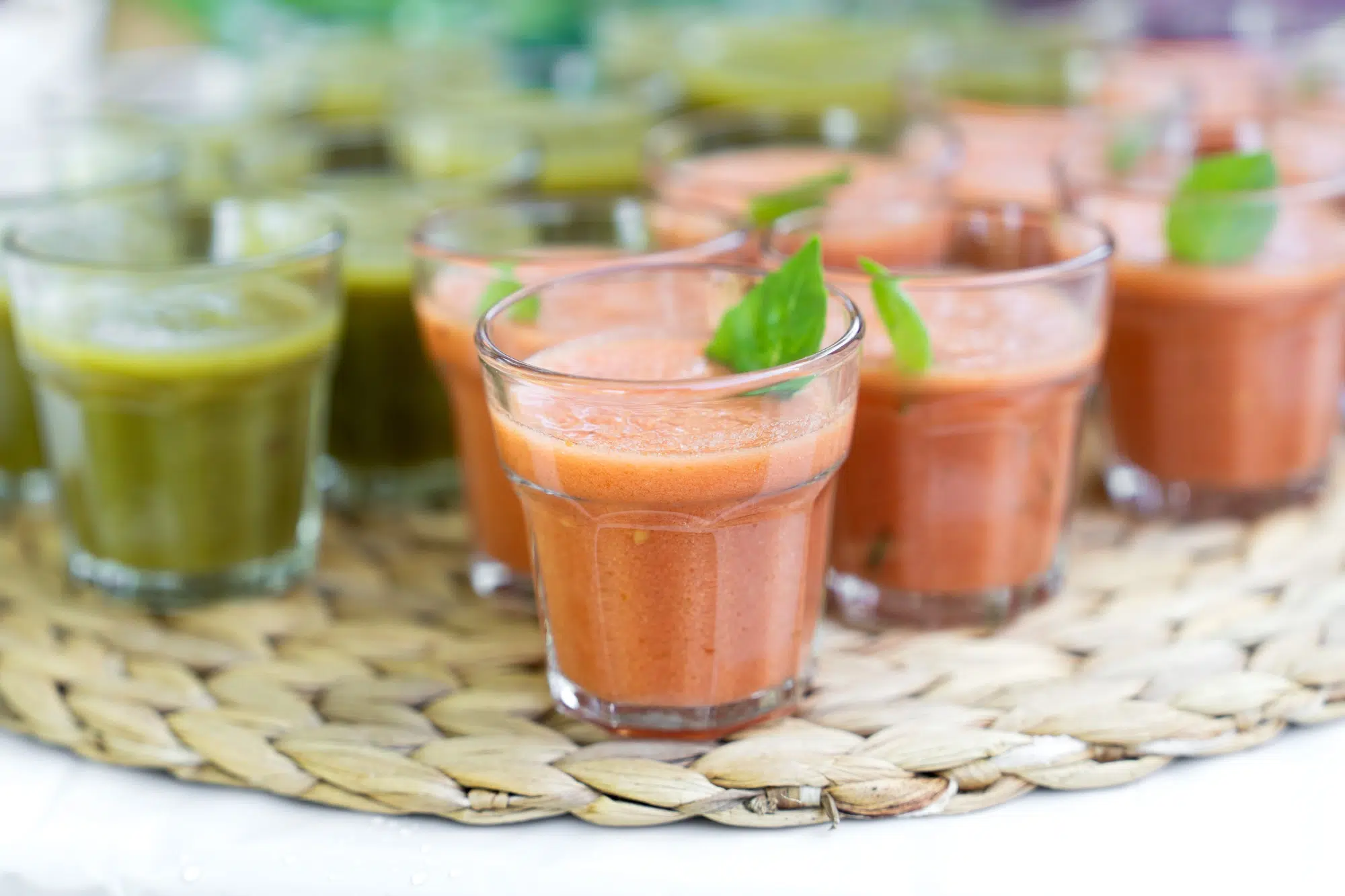 Verrines with tomato and zucchini wedding starter